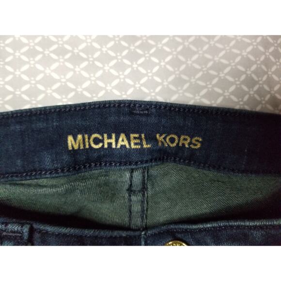 Michael Kors Izzy Skinny Dark Wash Stretch Jeans MK Logo Womens Size 4 - Picture 10 of 15
